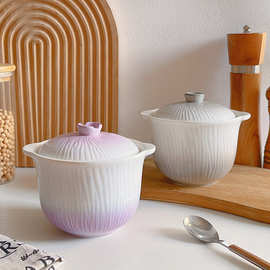 陶瓷甜品碗带盖蒸蛋汤碗家用宝宝辅食炖盅罐酒店餐厅养生隔水炖