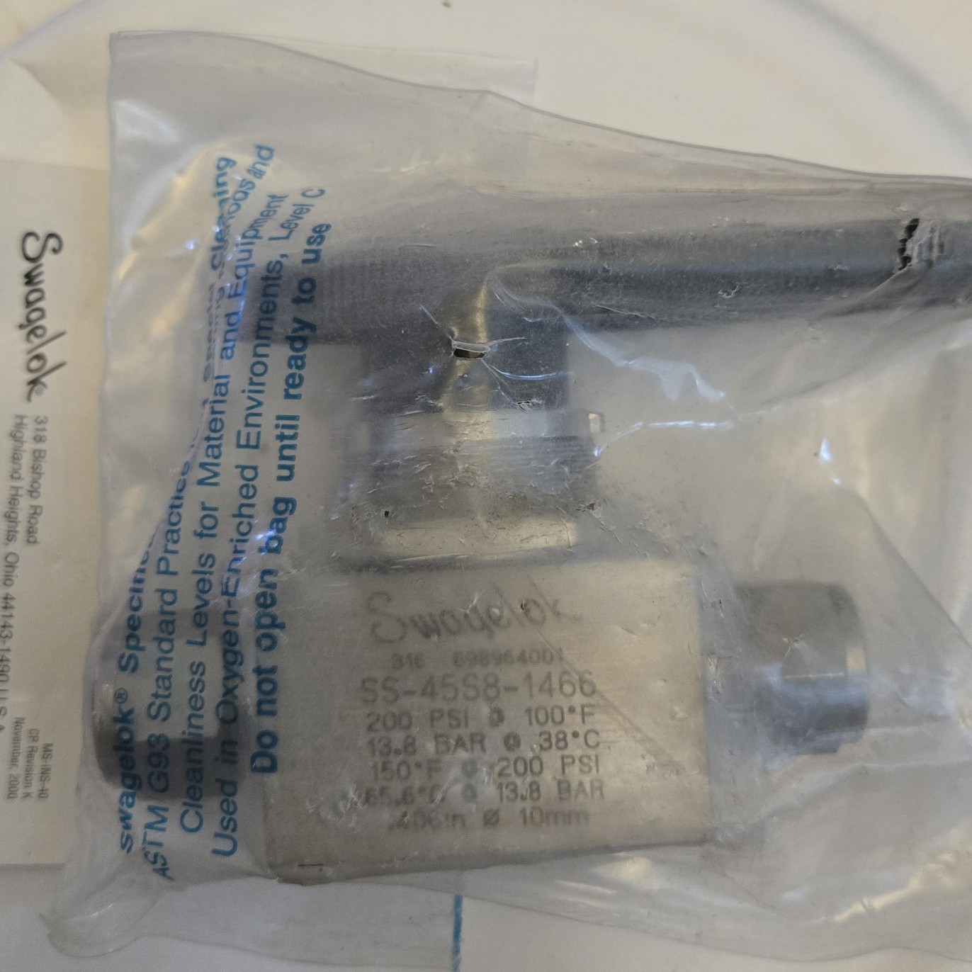 世伟洛克 SS-45S8-1466 不锈钢 1-PC 40 系列球阀 FNSP