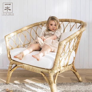 Casual Rattan Chair Sofa Three-Piece Set Real Rattan Casual Chair Chair Balcony Homestay Living Room Coffee Table Surrounding Ch