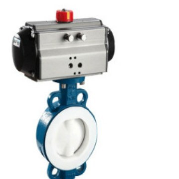 气动软密封蝶阀D671F46-16气动对夹式衬氟铸钢蝶阀