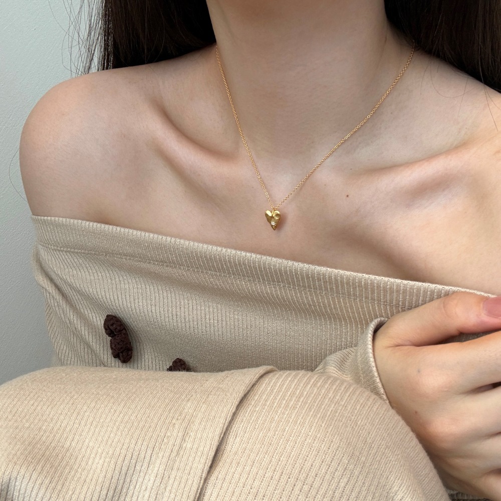 925 sterling silver Chain Material 925 Sterling Silver Cable Chain Plating Heart Shape Pendant Necklace