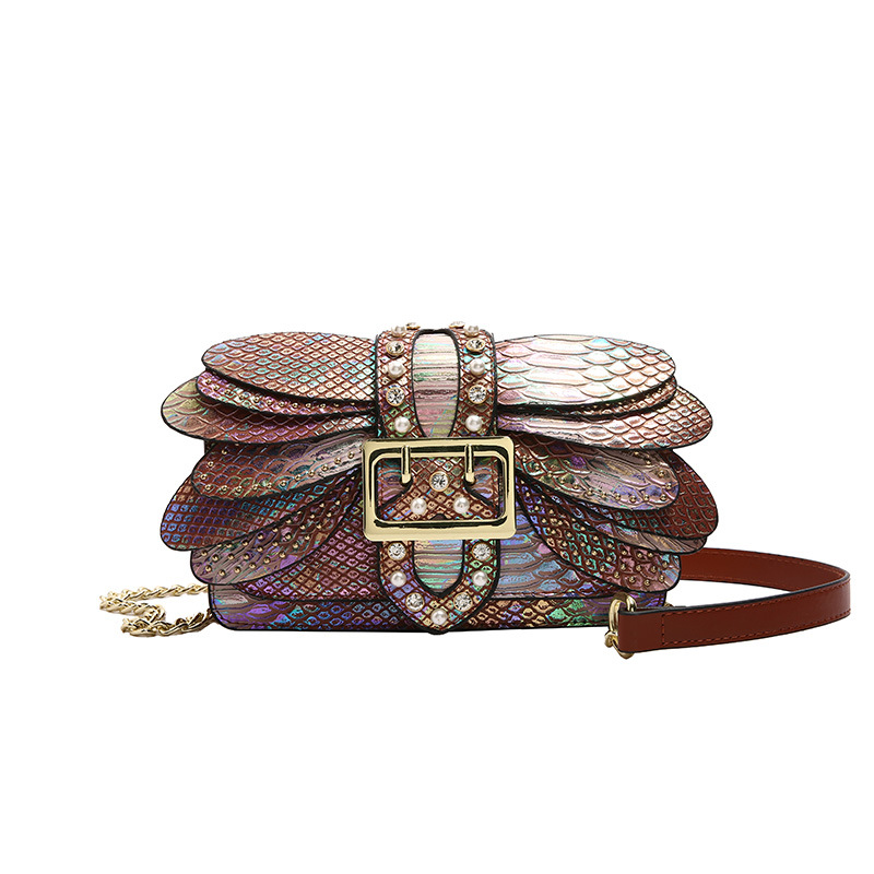 Bolso de cadena de comercio exterior transfronterizo 2025, otoño nuevo colorido bolso de hombro mariposa de mujer, bolso de mochila dorado brillante con diamantes