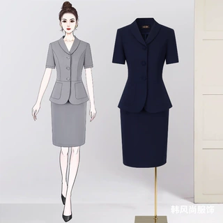职业套装女夏季短袖气质案场客服前台工装珠宝店工作服女西装制服