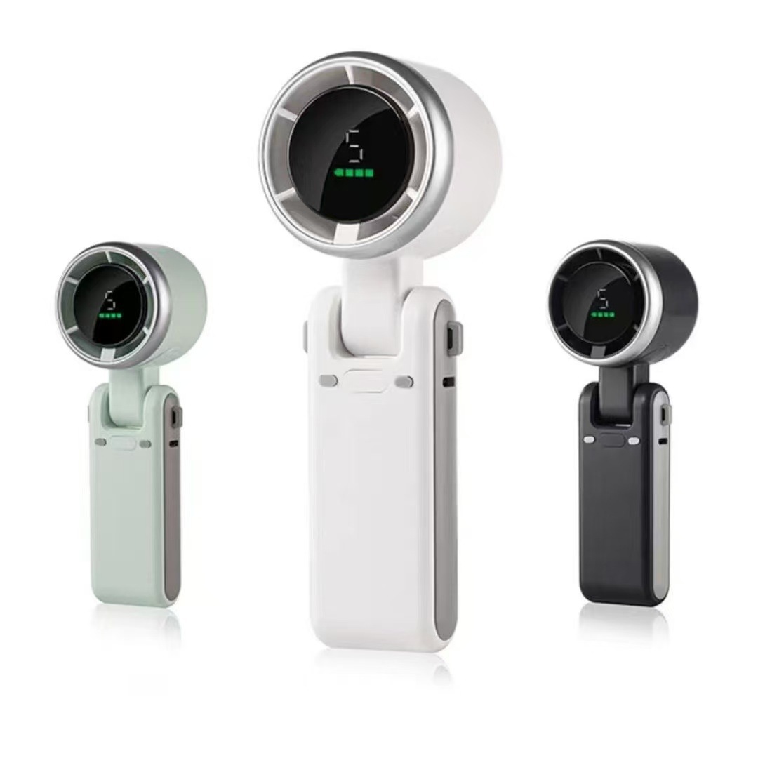 外贸爆款N607可折叠手持风扇涡轮高速静音劲风usb充电挂脖小风扇