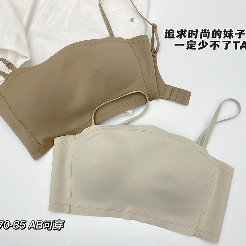 6042 Maillard estilo retro delgado tubo anti-luz superior hermosa espalda sin costuras ropa interior sexy pecho envuelto camisola mujer