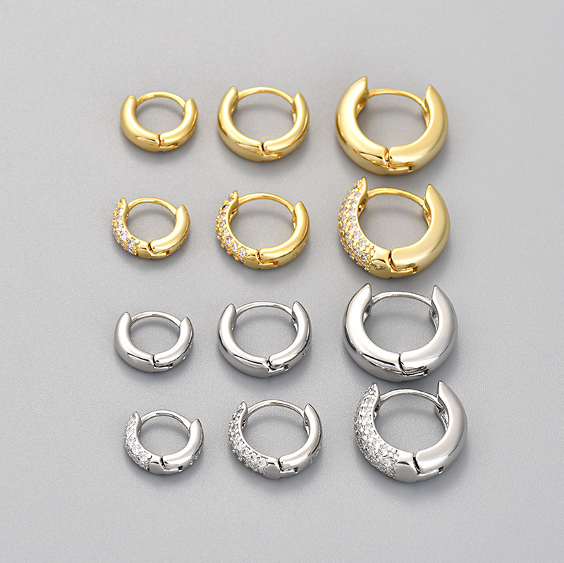 Cross-border European and American trendy micro-inlaid zircon earrings simple smooth foreign trade earrings men and women fashion suit geometric creativity Cross-border European and American trendy micro-inlaid zircon earrings simple smooth foreign trade earrings men and women fashion suit geometric creativity