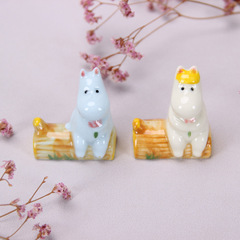 Japanese-Chinese-Korean-style miscellaneous goods chopsticks stand pen holder 12826 super cute hippo chopsticks stand cartoon ceramic craft small decor item