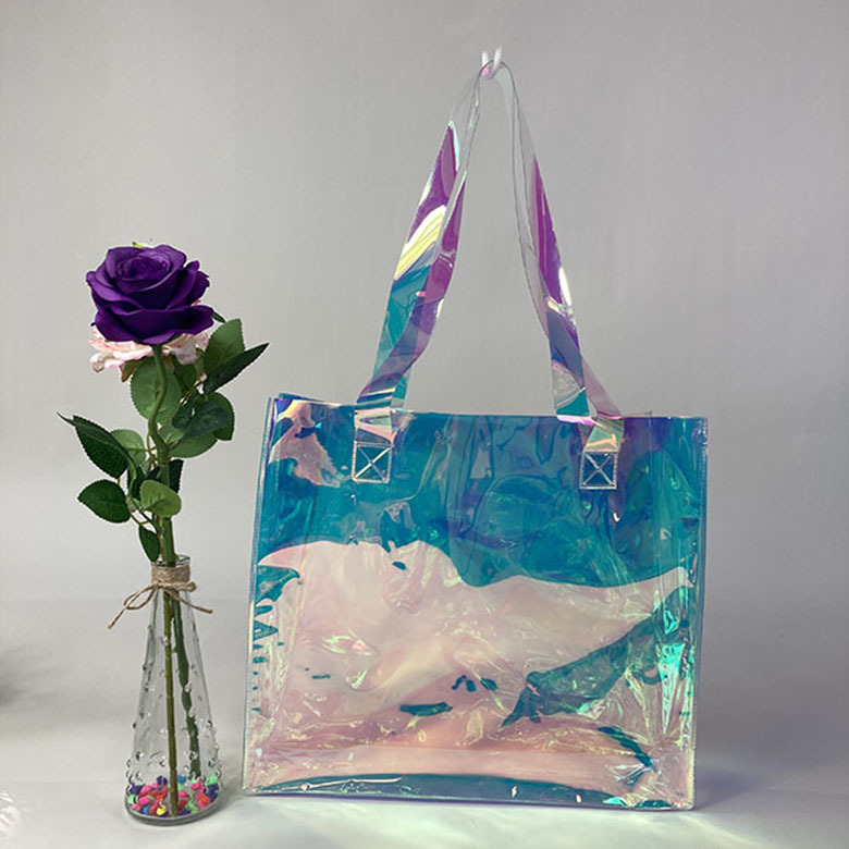 镭射pvc创意手提袋 透明旅行包塑料化妆品袋子 可印logo