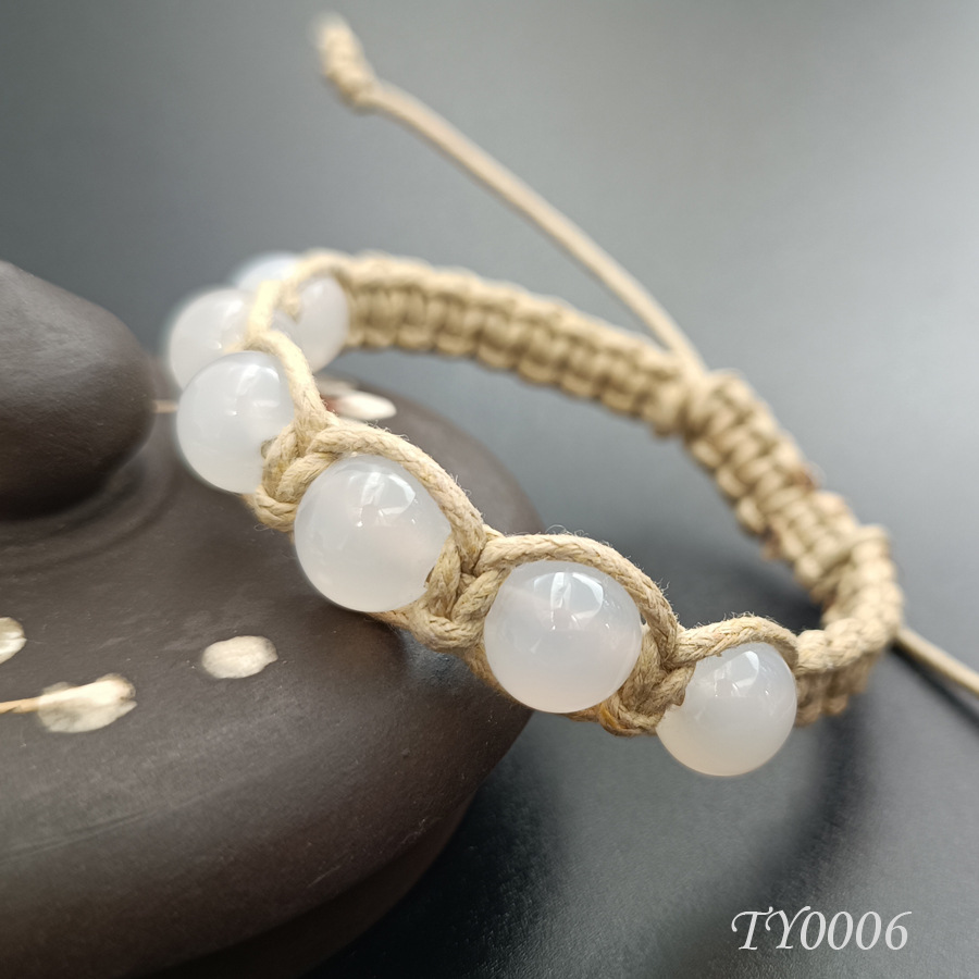 Genuine design woven organic agate ethnic bracelet handmade white…