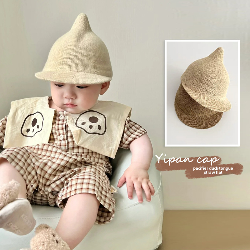 Cappello per bambini One Pan, stile coreano, traspirante, con ciuccio, parasole, protezione solare, cappello fresco per bambini_voghion.com