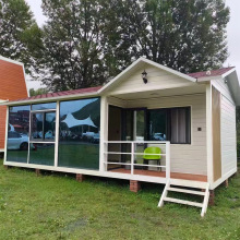 集装箱房夹芯板可移动预制房屋别墅庭院现代风格设计安装住人