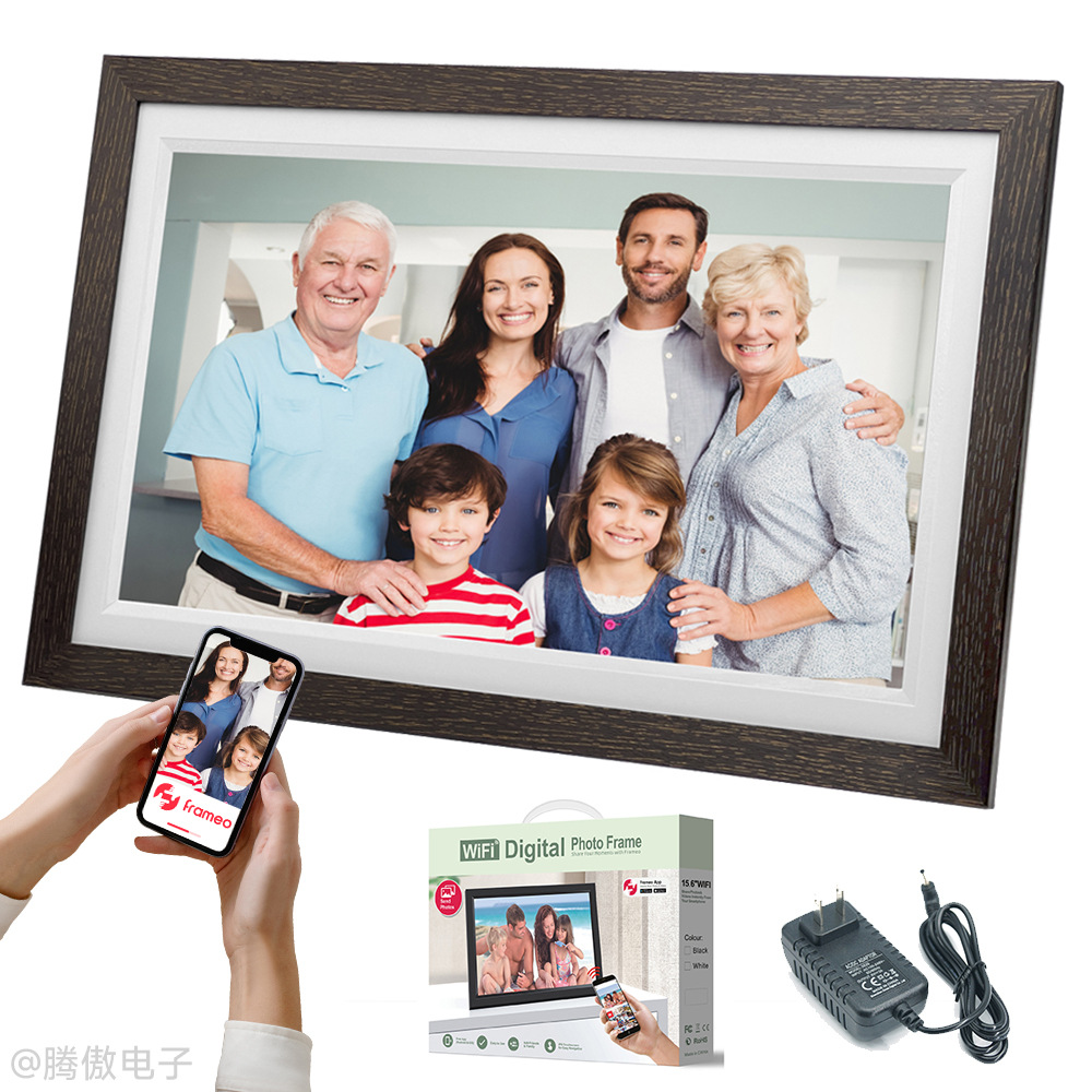 Suministro exclusivo transfronterizo de marcos de fotos inteligentes Frameo de 10.1/15.6 pulgadas, marcos de fotos digitales electrónicos con pantalla táctil y aplicación para transferencia de imágenes