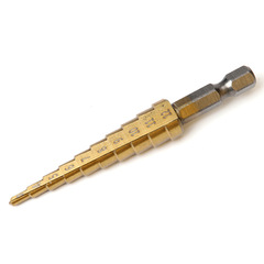 Cross-border hexagonal shank titanium-plated step drill bit 3-12/4-12/4-20mm small three-piece pagoda drill bit set