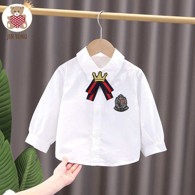 Camisas blancas para niños, uniformes escolares, camisas blancas para niños, camisas blancas para niños, primavera y otoño, camisas de mangas largas