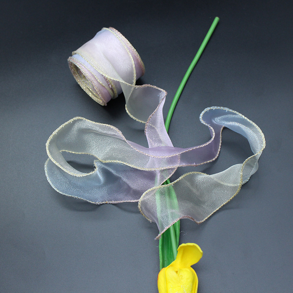 Una pieza de envío gratis 4cm * 10 yardas de tres hilos, embalaje de flores, cinta de regalo, ropa, tocado, lazo, cinta decorativa