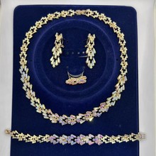 合金首饰套装镀金玻璃石项链手镯耳环jewelry项链手链耳环三件套