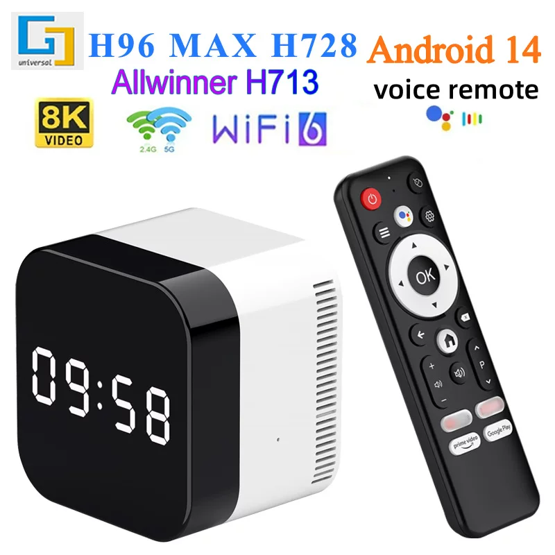 Внешнеторговый H96MAX H728 наборсет-тв приставка на Android 14, ТВ-бокс WiFi6 Bluetooth 8K HD, оптовая