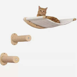 猫窗栖，猫吊床，猫窗床，木猫架，极简主义宠物家具