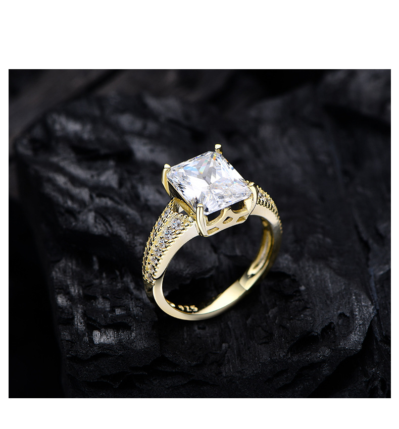 Fashion Geometric Sterling Silver Inlay Zircon Rings 1 Piece