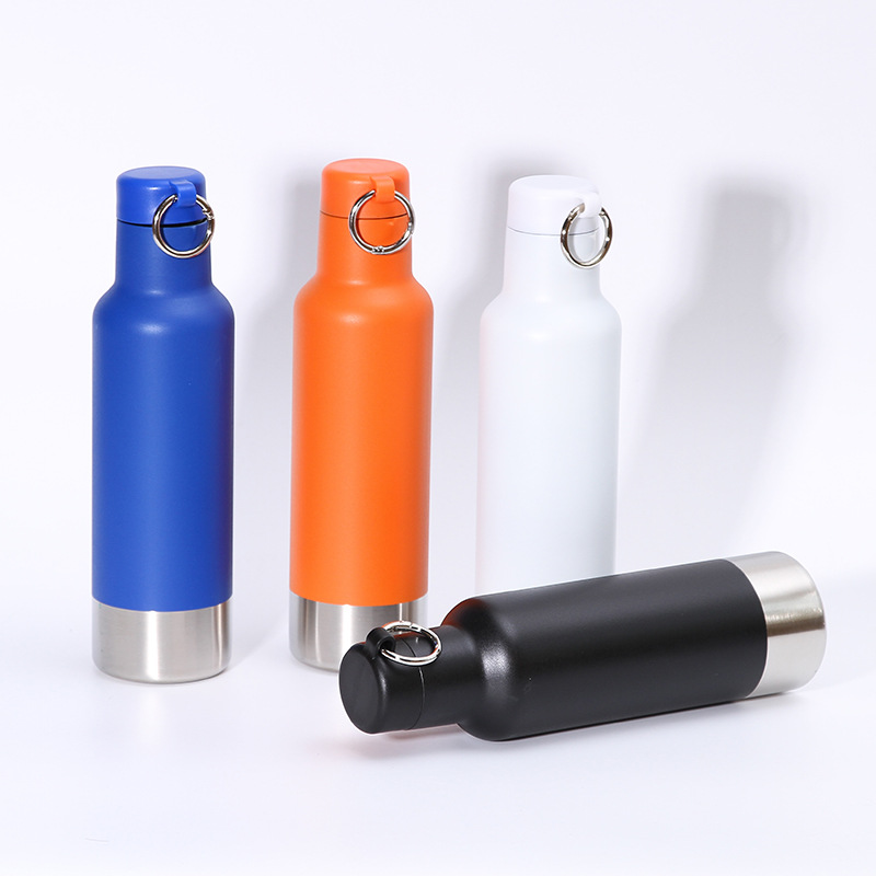 Deportes 304 termo de acero inoxidable taza al aire libre deportes portátiles botella agua con anillo elevación esmerilado vacío olla viaje por mayor