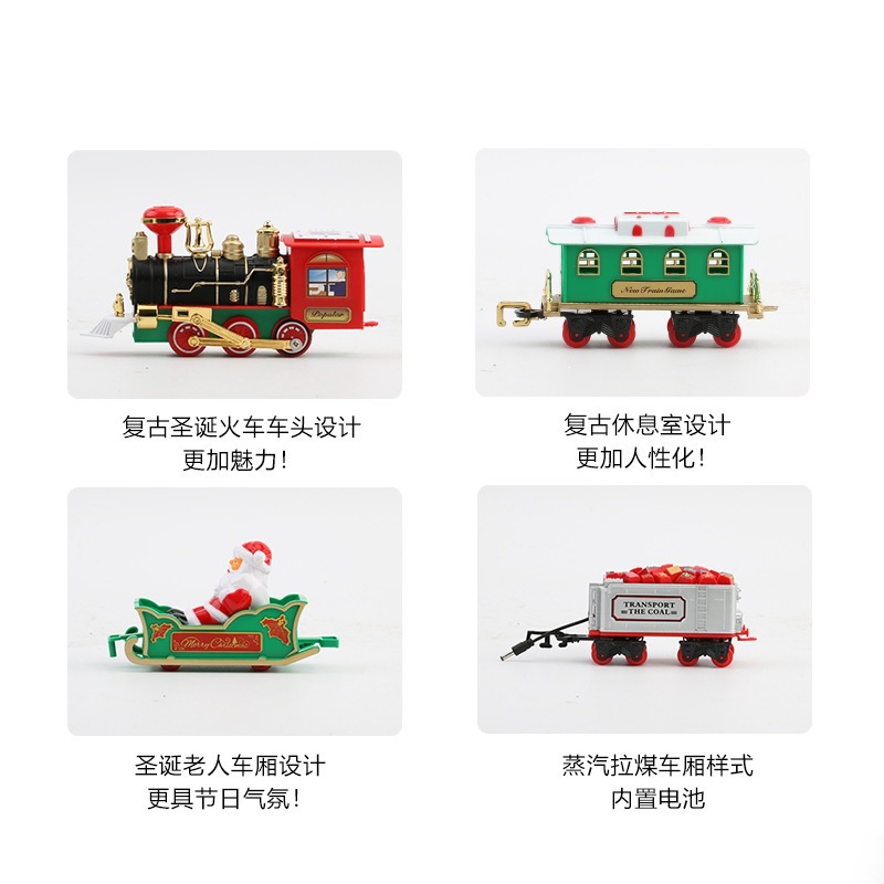 Trenes de Navidad eléctricos de comercio exterior sonido y luz eléctricos pueden colgar árboles de Navidad vagones de Navidad juguetes de regalos de Navidad image 3