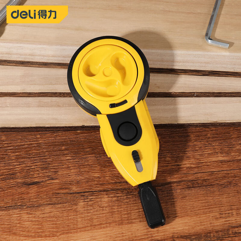 得力DL23墨斗弹线器木工全自动线卷线木工工具手摇粉斗弹性墨斗