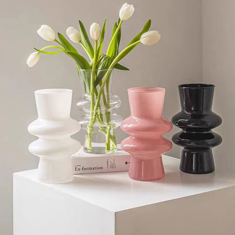 創意裝飾時尚水培裝飾家居客廳擺件葫蘆中古玻璃花瓶高級感插花器