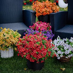 国境を越えた造花7叉ユーカリユーカリユーカリ紫色の人工絹花アマゾンバイオレット直販