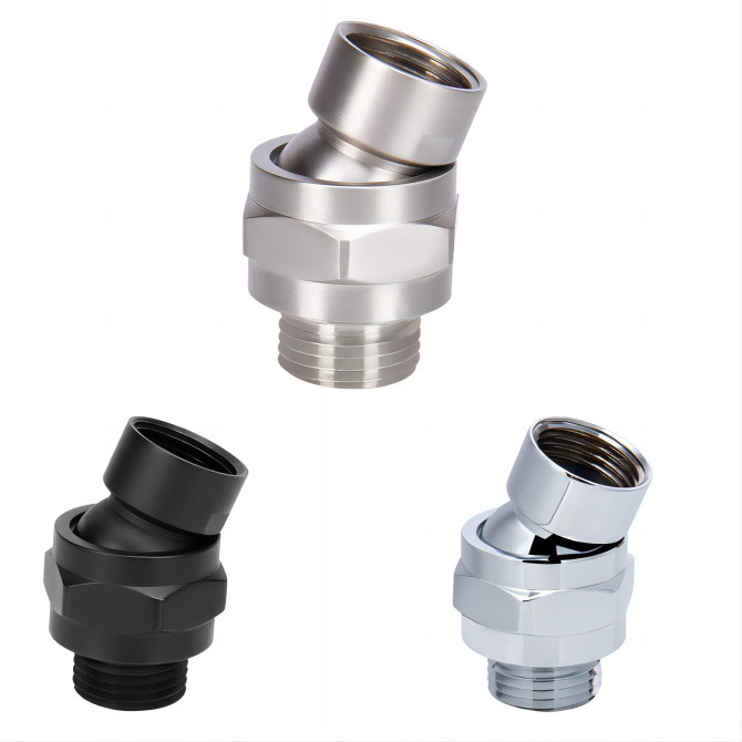 Amazon Hot Shower Top Spray Universal Joint All Copper Dumb Black Brushed Light 4 Points Interface Copper Swing Ball Head