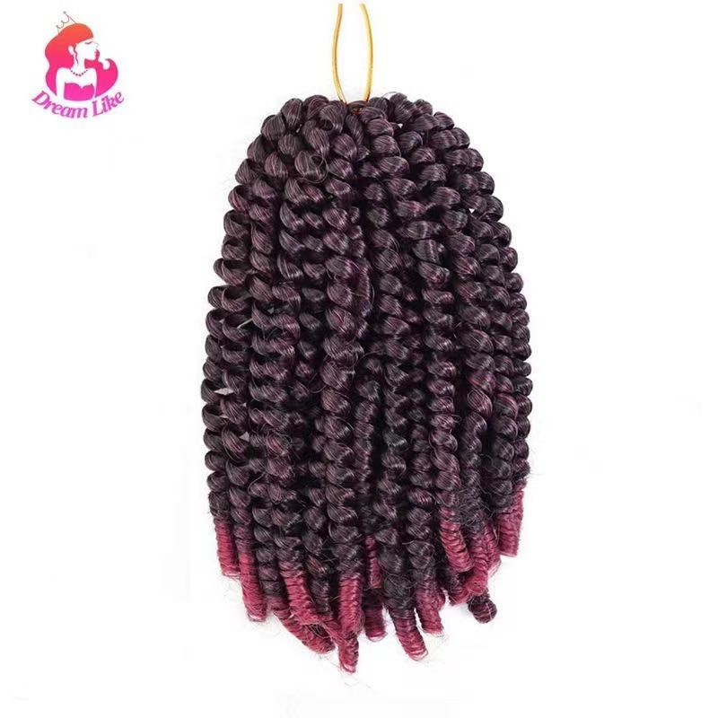 8 pulgadas 30 pequeñas trenzas de resorte de torsión de fibra química africana cabello de crochete peluca de trenza sucia