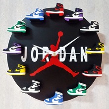 跨境速卖通AJ挂钟Jordan钟表 3D立体飞人创意球鞋模型时钟