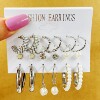 Fashion gold hoop earrings ladies pearl punk earrngs set