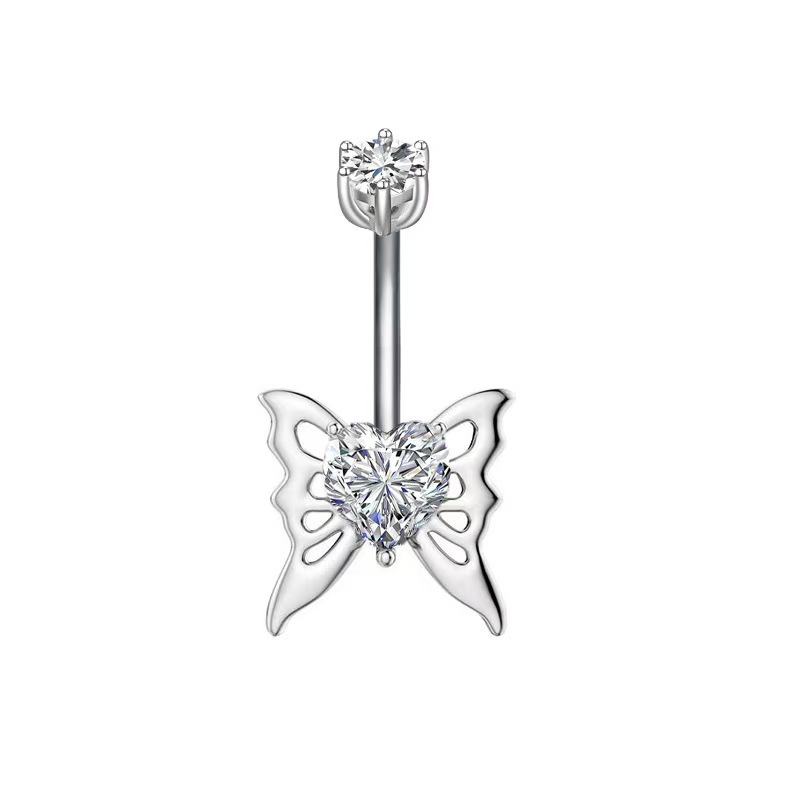 Recommandation populaire : Fabricant de piercings nombril en acier inoxydable en forme de cœur et zircon, bijoux de piercing papillon_voghion.com