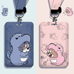 Creative Tom and Jerry Cartoon Cute Student Campus Card Holder with Lanyard Halter ID Card Holder Bus Transportation Meal Card