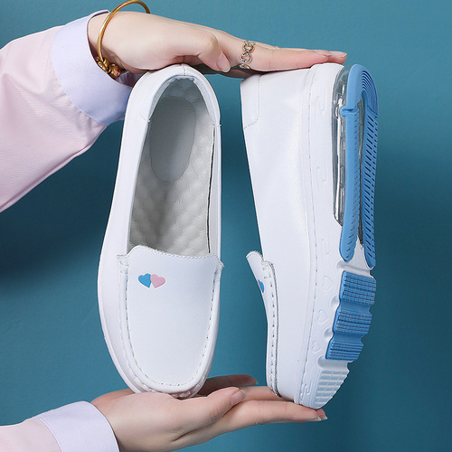 Air-cushion nurse shoes for women with soft soles, breathable, comfortable, non-slip, deodorant, genuine leather, hospital and clinic work white shoes and velvet cotton shoes