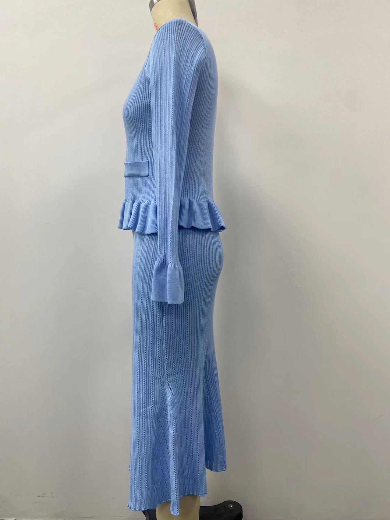 609g Weight Long Sleeve Sleeve Length Cotton, Polyester Fabric Type Skirt Co-ord Set Sets Type 2 Pieces Set Quantity Holiday Occasion V Neck Neckline Comfort Function Slim Fit Type Solid Color Pattern Autumn Season Women's Gender Elegant Style Holiday Women's Elegant Solid Color Cotton Polyester Skirt Co-ord Set Skirt Sets 12