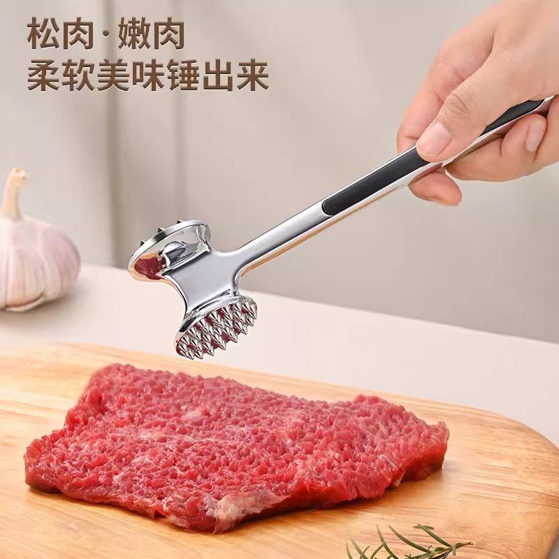 304 Stainless Steel Meat Tenderizer Kitchen Tool for Home Use, Steak Hammer, Meat Tenderizing and Tendon-Breaking Tool, Commercial Use Pounding Gadget