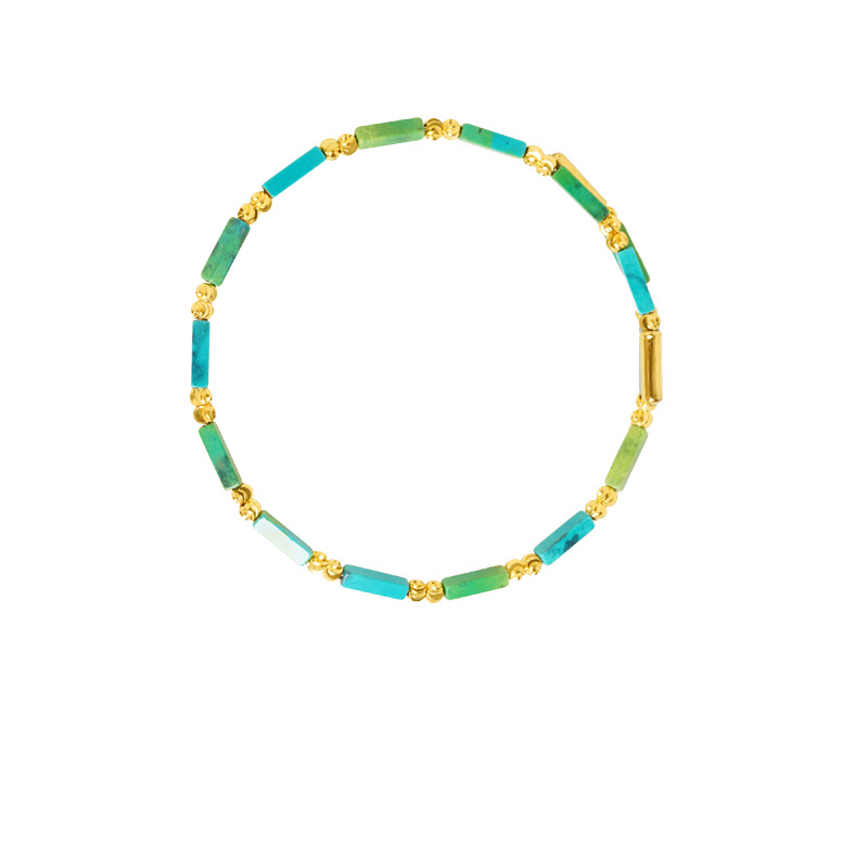 La pulsera con cuentas turquesa de la pequeña multitud de oro de arena vietnamita no se desvanecerá durante mucho tiempo, las nuevas mujeres chinas retro de alta gama sentido Yiwu al por mayor
