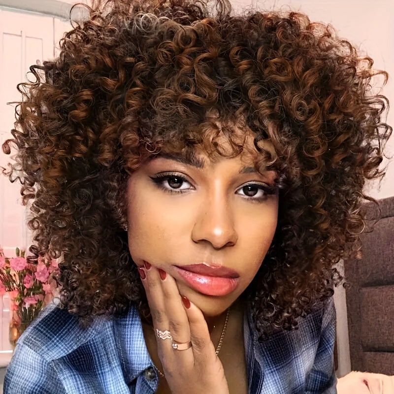 Women Brown Wig Natural Looking Wavy Curly Hair Synthetic Wig No Tangle Heat Resistant for Daily Wear Women Brown Wig Natural Looking Wavy Curly Hair Synthetic Wig No Tangle Heat Resistant for Daily Wear