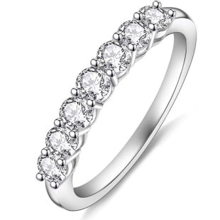 Sterling Silver S925 Mosan Diamond Seven Star Row Ring Stacked Bridal Accessories Light Luxury Moissanite Ring 18K Platinum Quality