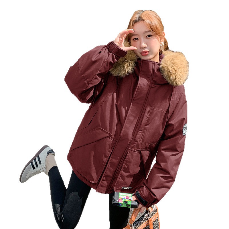 Invierno de mujer de algodón suelto transfronterizo 2024 nuevo engrosado al aire libre chaqueta de algodón con capuz chaqueta de trabajo chaqueta de frío