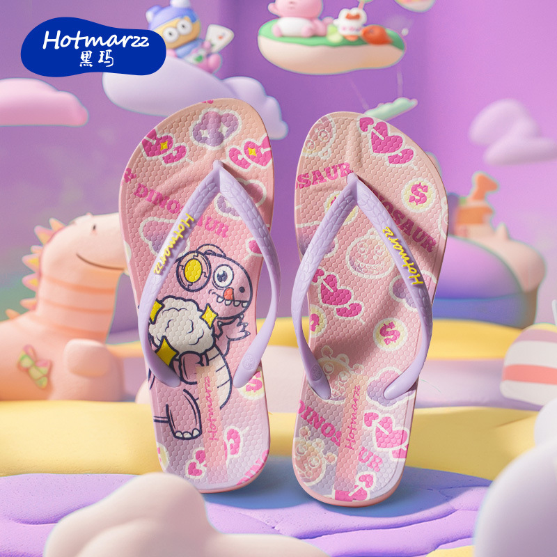 Hotmarzz Blackma Girls Flip-Flops Non-Slip Cute Cartoon Slippers Home Bath Bathroom Slippers Dinosaur
