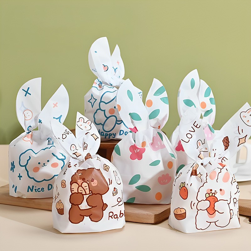 卡通兔耳朵点心袋糖果小零食等包装袋可爱小动物图案送礼袋 节庆