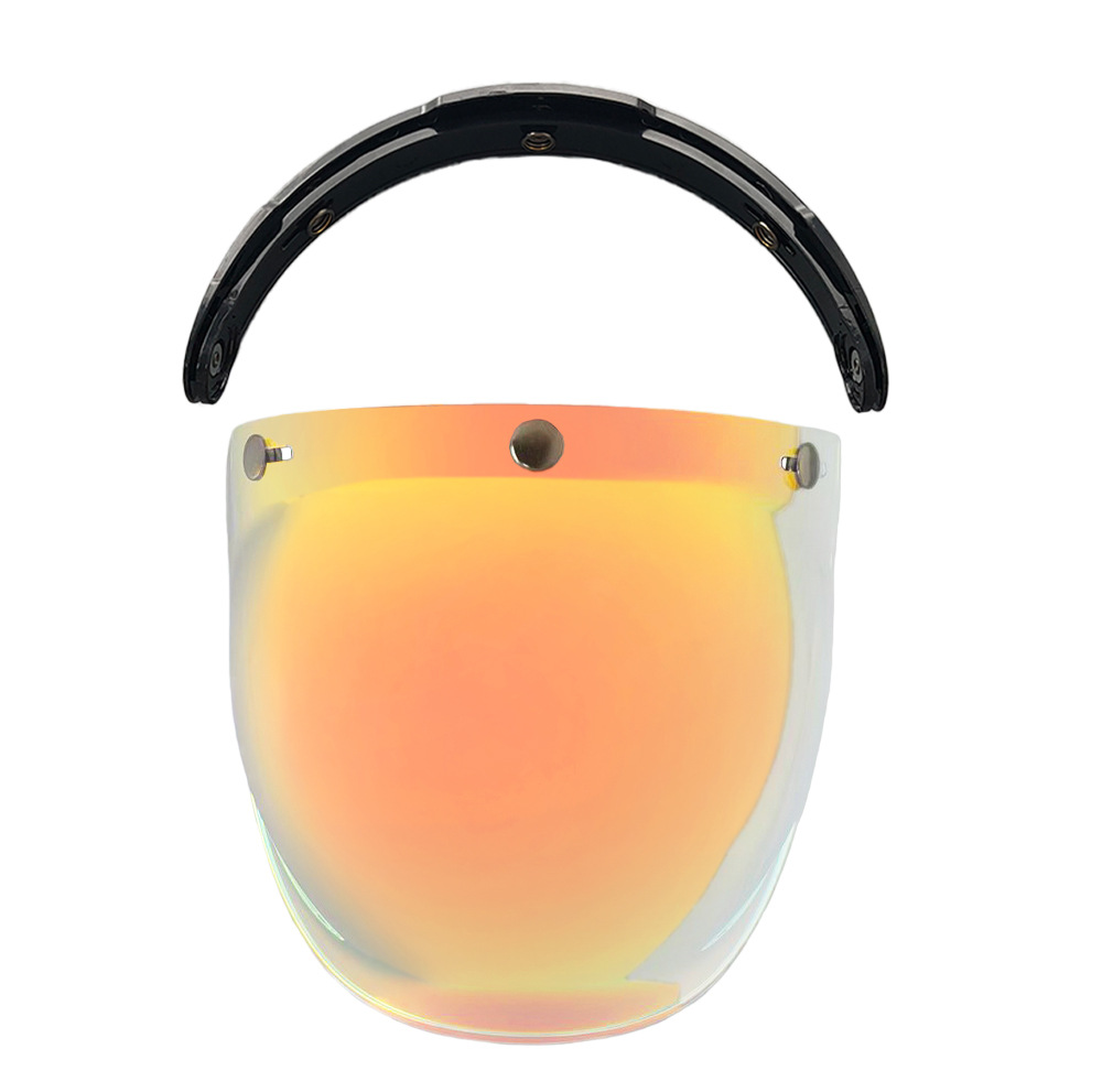 Helmet Bubble Lens Curved Three-Button Electroplating Motorcycle Retro Helmet Mirror Guard Uv Protection Sun Protection