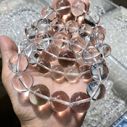 天然双A净体白水晶圆珠手链简约时尚百搭白水晶配饰批发支持鉴定