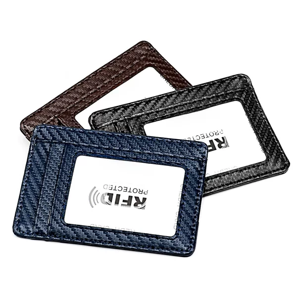 Amazon New RFID carbon fiber microfiber beauty gold clip European and American wallet shielded degaussing card holder fashion card bag