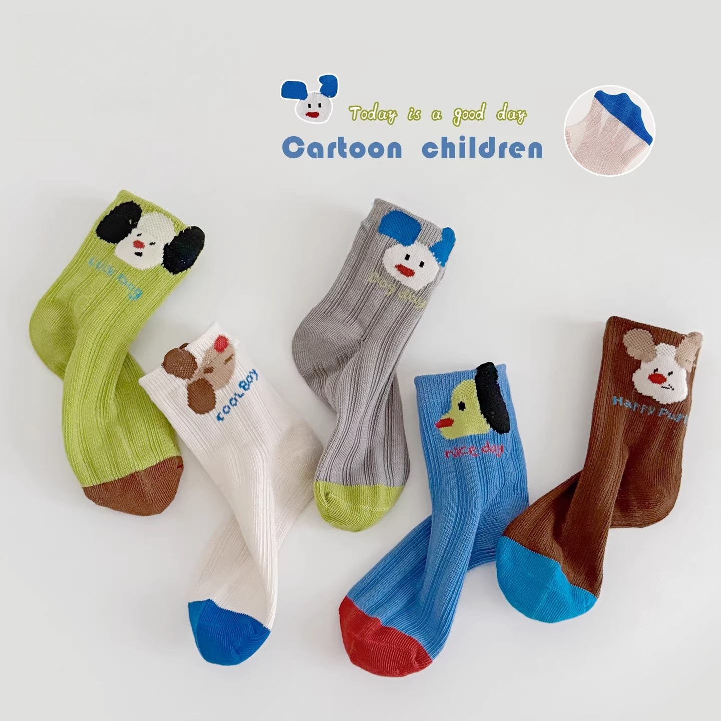 Boys' socks, summer thin ultra-thin children's mesh socks, Korean style, cute puppy trendy socks, summer mid-calf socks