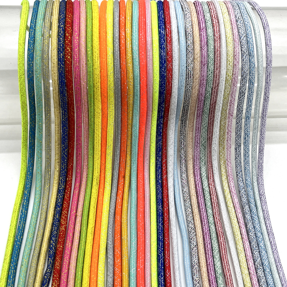 324mm poliéster color cebollas núcleo chaqueta cuerda redonda oro y plata cebollas DIY cuerda tejida a mano bolsa colgante cuerda decorativa