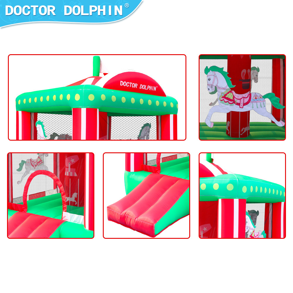 Castillo Inflable Infantil con Tobogán Doctor Dolphin para Uso Doméstico, Pequeño Castillo Inflable con Trampolín para Fiestas, Tobogán para Patio Interior