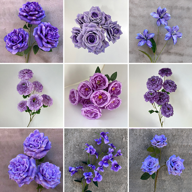 Série de mariage violette de matériaux de fleurs simulés